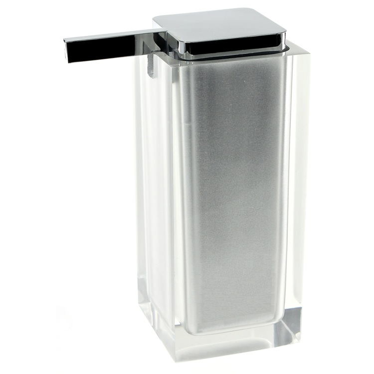 Gedy RA80-73 Soap Dispenser, Square, Silver, Countertop